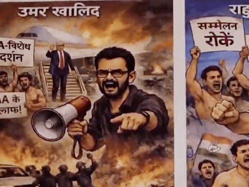 Delhi Poster: Rahul Gandhi Compared to Umar Khalid by BJP
