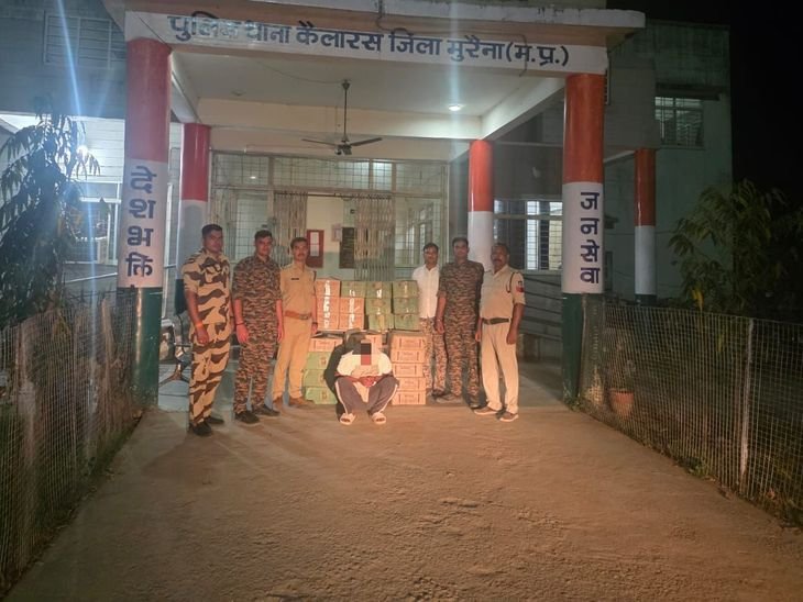 मुरैना में एक लाख दो हजार की अवैध शराब जब्त:लकड़ी की गुमठी से हो रही थी बिक्री, एक गिरफ्तार