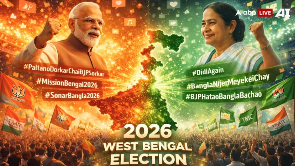पश्चिम बंगाल चुनाव 2026: हैशटैग की जंग में बीजेपी बनाम टीएमसी का खुलासा- खुलासा, सोशल मीडिया पर 'डिजिटल महाभारत', नया चुनावी हथियार