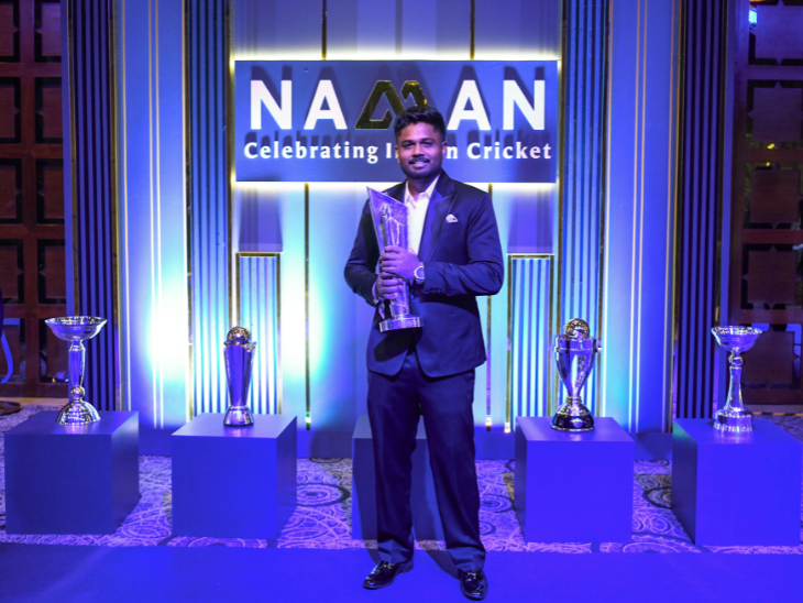 BCCI अवॉर्ड्स- संजू ने वैभव की मिमिक्री का किस्सा सुनाया:बोले- ऐसा लगा वीडियो गेम खेल रहा; द्रविड़- भारत का असली दम दिख रहा