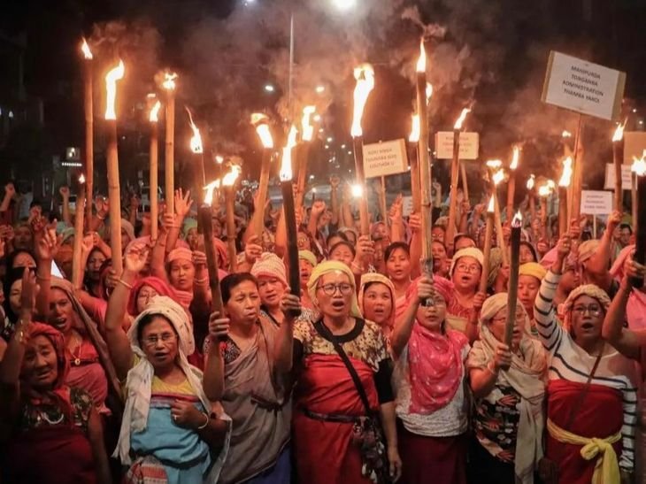 Manipur Protest Crisis Photos Update; Meira Paibi Women