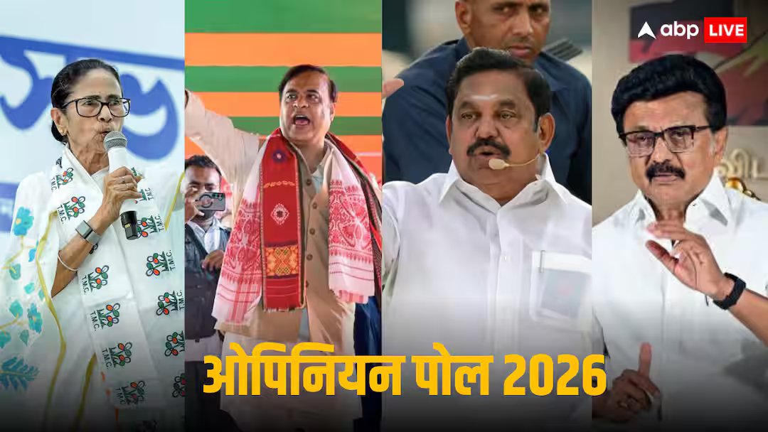 ओपिनियन पोल 2026: बंगाल, असम, तमिलनाडु से लेकर केरल तक... किसकी सरकार? सर्वे में हैरान करने वाले आंकड़े
