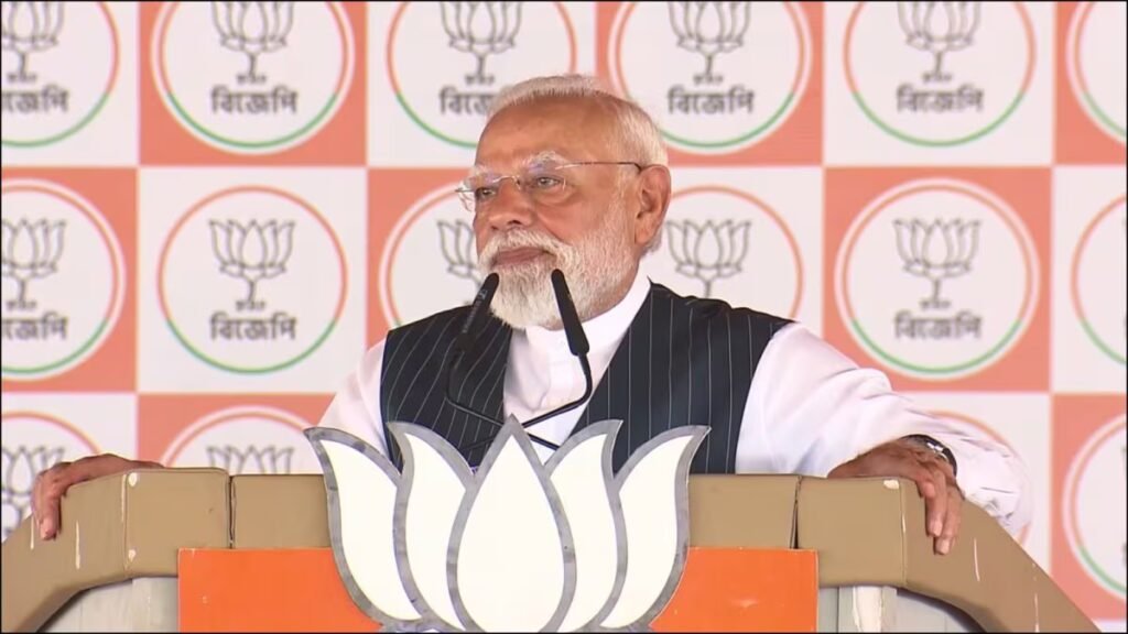 Prime Minister Narendra Modi in West Bengal's Bankura. (ANI)