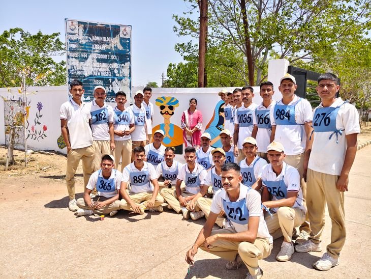 ग्वालियर में PTS परिसर की दीवारें बन गई कैनवास:25 आरक्षक कर रहे दीवारों पर चित्रकारी; राजस्थान से ट्रेनिंग लेने आया है 1020 नवआरक्षकों का बैच