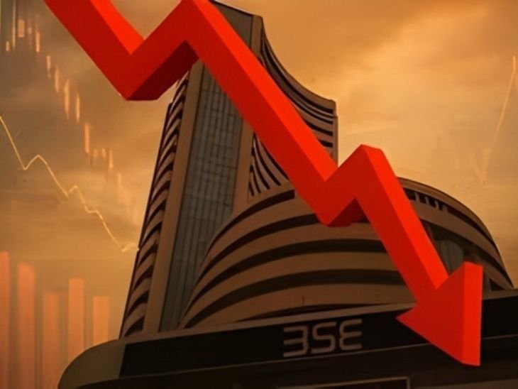 सेंसेक्स 1613 अंक गिरा, 77,550 पर कारोबार कर रहा:निफ्टी भी 461 अंक गिरी 23,590 पर पहुंची; PSU बैंकों में बिकवाली