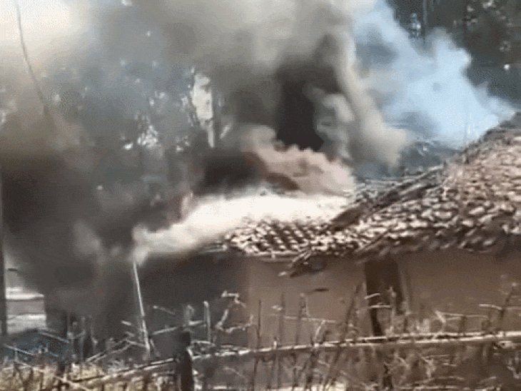 मैहर में तीन जगह आग लगी, एक मकान जला:अनाज और भूसा राख; नरवाई से फैली लपटें, ग्रामीणों ने पाया काबू