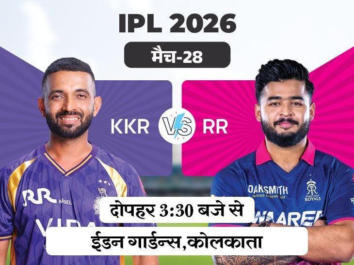 IPL में डबल हेडर का पहला मुकाबला कोलकाता Vs राजस्थान:5 मैच हार चुकी KKR को पहली जीत की तलाश, RR की वापसी की कोशिश