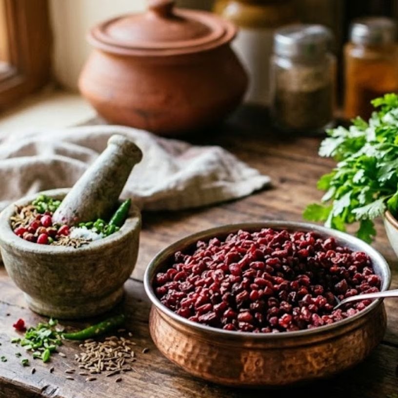 <!-- HTML_TAG_START --><p>अनारदाने, धनिया और पुदीने की चटनी को तैयार करने के लिए सूखा अनारदाना सबसे जरूरी होता है। इसके साथ ताजे पुदीने की पत्तियां, हरा धनिया, तीखी हरी मिर्च और अदरक का एक टुकड़ा लिया जाता है।&nbsp;</p><!-- HTML_TAG_END --> <span class="graytxt">Image: Meta AI</span>