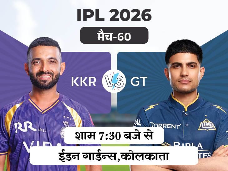 IPL में आज कोलकाता Vs गुजरात:प्लेऑफ की रेस में बने रहने के लिए KKR को जीत जरूरी; GT की नजरें टॉप-2 पर