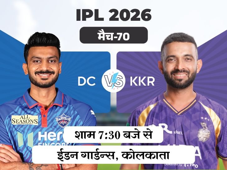 कोलकाता-दिल्ली में IPL सीजन का आखिरी लीग मैच:नाइट राइडर्स के पास प्लेऑफ में जाने का आखिरी मौका; रघुवंशी बाहर, चक्रवर्ती पर सस्पेंस