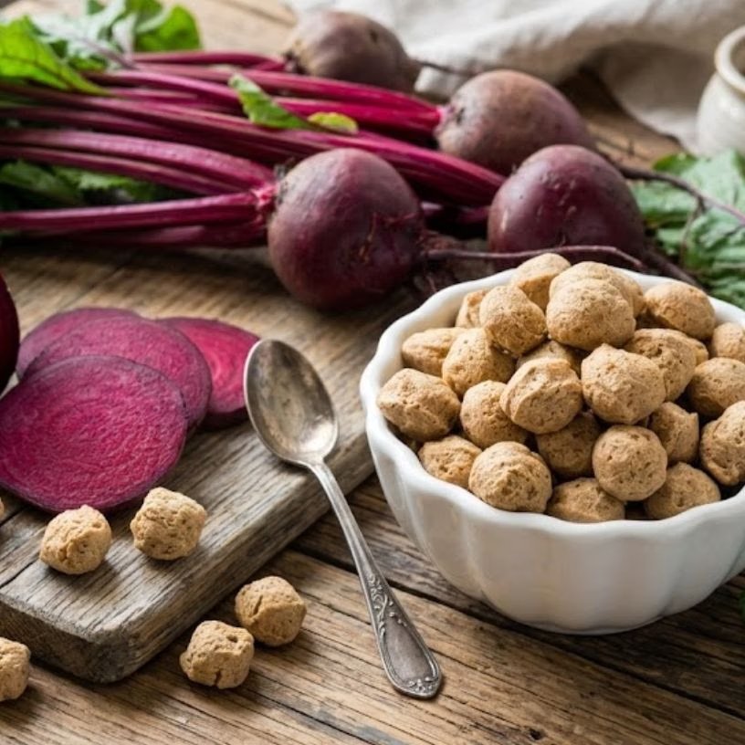 <!-- HTML_TAG_START --><p>सोयाबीन प्रोटीन से भरपूर होता है, वहीं चुकंदर शरीर में खून बढ़ाने और ठंडक देने में मदद करता है। दोनों का कॉम्बिनेशन इसे एक परफेक्ट हेल्दी स्नैक बनाता है।</p><!-- HTML_TAG_END --> <span class="graytxt">Image: AI</span>