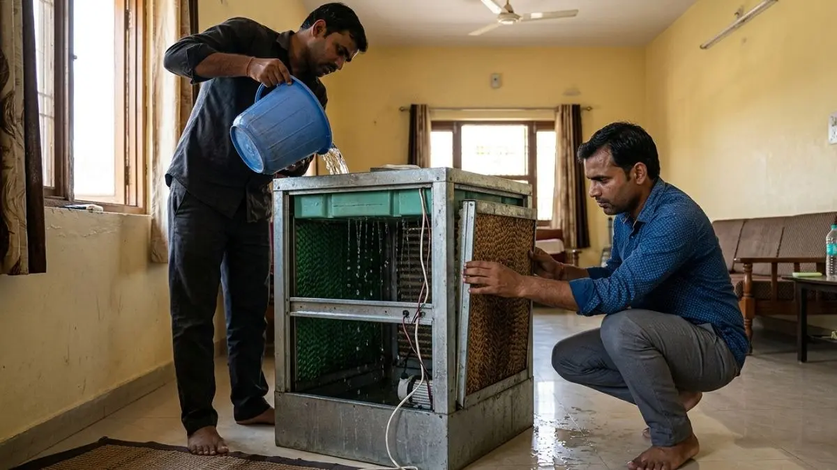 <!-- HTML_TAG_START --><p>कूलर का एक ही पानी के इस्तेमाल से रुका हुआ पानी बैक्टीरिया- मच्छरों के पनपने की जगह बन जाता है। डेंगू, मलेरिया और अन्य गंभीर संक्रमणों का खतरा कई गुना बढ़ जाता है। समय पर पानी बदलते रहना बहुत जरूरी है</p><!-- HTML_TAG_END --> <span class="graytxt">Image: AI</span>