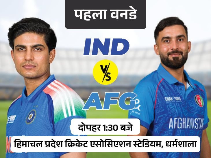 भारत के खिलाफ पहली बार वनडे सीरीज खेलेगा अफगानिस्तान:कोहली-हार्दिक के बिना उतरेगी इंडिया, धर्मशाला में आज बारिश के 55% चांस