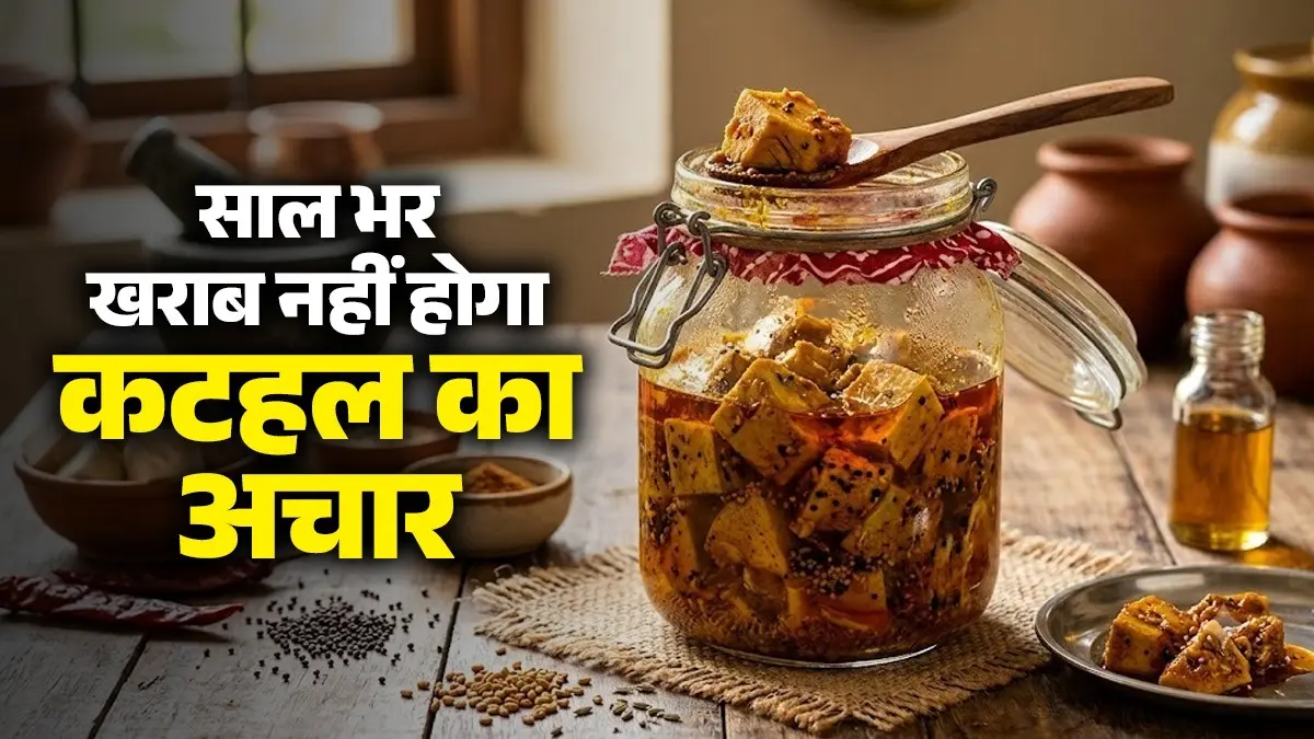 <!-- HTML_TAG_START --><p>कटहल का अचार बनाने की समाग्री</p><ul><li>कटहल</li><li>सरसों का तेल</li><li>सौंफ, मेथी दाना, जीरा, पीली सरसों, अजवाइन और कलौंजी</li><li>हल्दी पाउडर, कश्मीरी लाल मिर्च, हींग, काला नमक और सादा नमक&nbsp;</li><li>सिरका 2-3 चम्मच&nbsp;<br>&nbsp;</li></ul><!-- HTML_TAG_END --> <span class="graytxt">Image: AI</span>