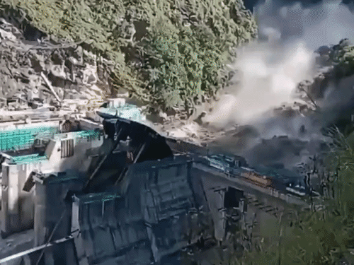 Nepal Flood Tragedy Photos; Rasuwa Timure Bazaar - Bhotekoshi Trishuli River